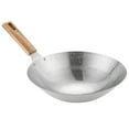 thumbnail image 1 of Stainless Steel Cooking Wok Frying Pan Traditional Design with Wooden Handle, 1 of 8