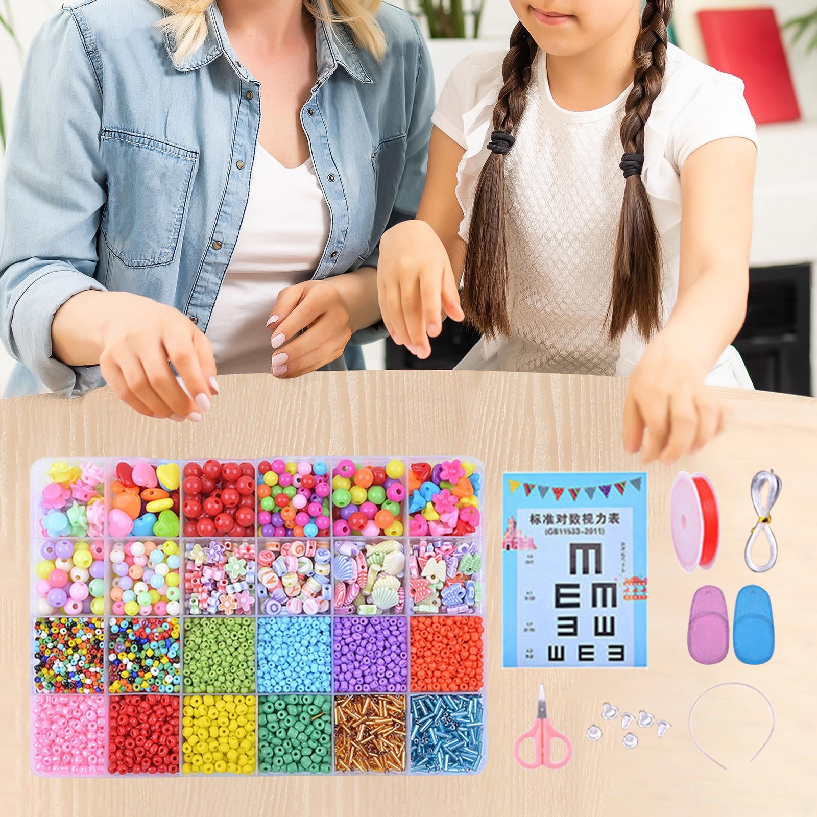 FVDPWYE Colorful Beads Loose Elastic Wire Letter Beads Square Beads Round Bead for Craft Style B