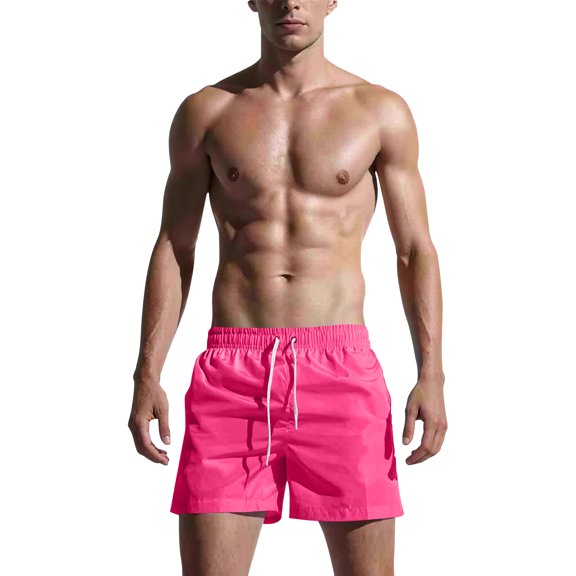 Men's Quick Dry Swim Trunks with Elastic Waistband Breathable Mesh Liner Summer Beach Board Shorts Hot Pink M