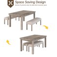 thumbnail image 2 of Farmhouse Dining Set 4-Person Dining Room Set, Mid-century Rectangular Wood Dining Table with 2 Upholstered Benches for Apartment Kitchen (Beige, 3PCS-Table+2 Bench), 2 of 5