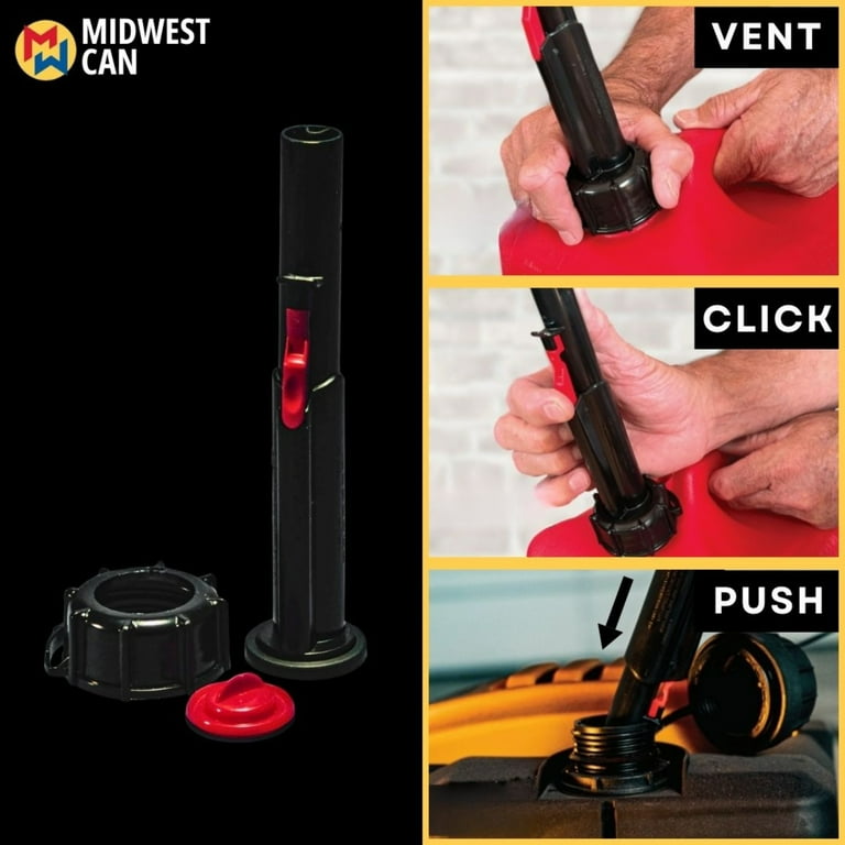 (2 pack) Midwest Can Company, 5610-4, 5 Gallon Gasoline Can with Flame Mitigation Device, Red