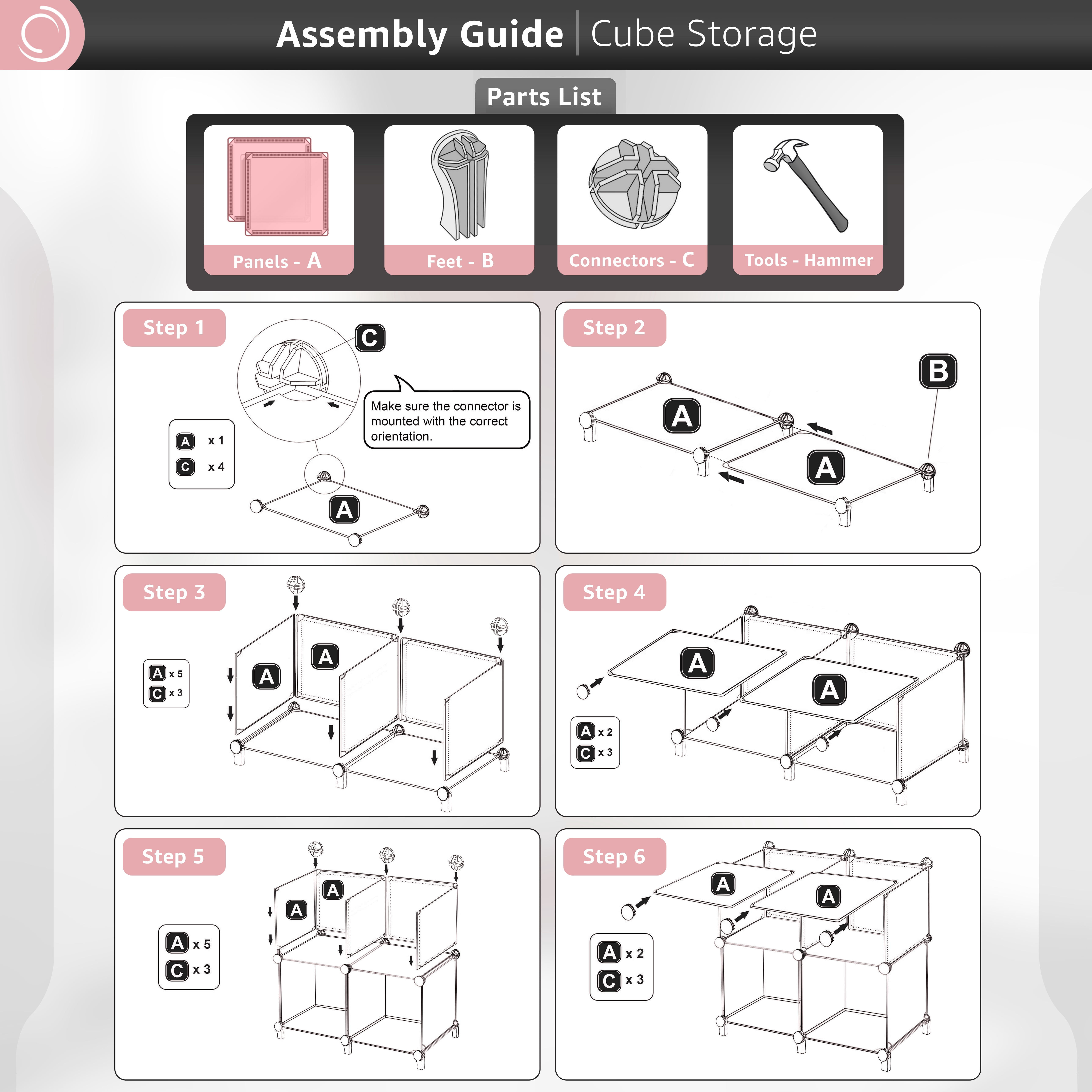 Sorbus 4-Cube Storage Organizer, Waterproof Cubby Shelf for Closet & Bedroom, Pink
