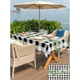 thumbnail image 5 of Outdoor Tablecloths with Umbrella Hole & Zipper, Green Eucalyptus Leaves 60 x102 Inch Rectangle Tablecloths, Black White Plaid Farmhouse Watercolor Waterproof Table Cloth, Patio/Pool Table Covers, 5 of 8