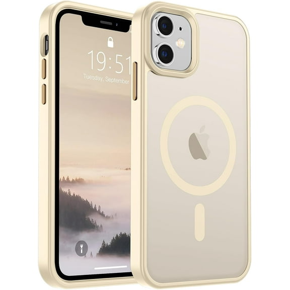 Magnetic for iPhone 11 Case [Compatible with MagSafe] [10 FT Military Grade Drop Protection] Slim Translucent Matte Shockproof with Anti-Fingerprint Phone Case,Matte Antique White