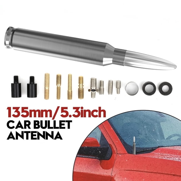 LINGDA 5.3in Silver Universal Aluminum Bullet Antenna for Enhanced Signal Reception