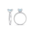 thumbnail image 4 of 1.90 Carat (Ctw) Aquamarine Octagon Ring with Diamonds in 14K White Gold for Women, 4 of 6