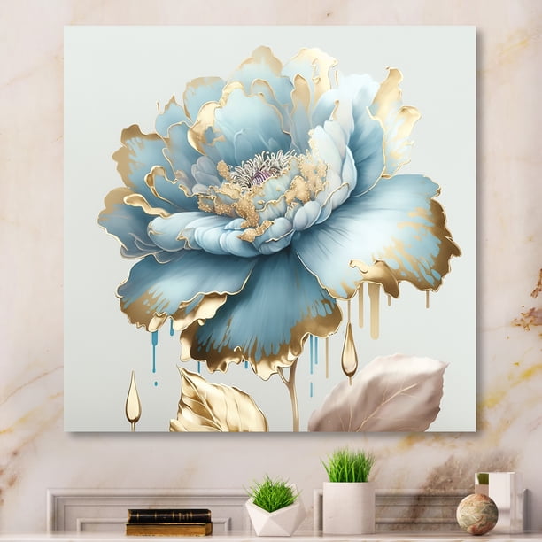 Designart Chic Blue Blooming Flower III Canvas Wall Art - Walmart