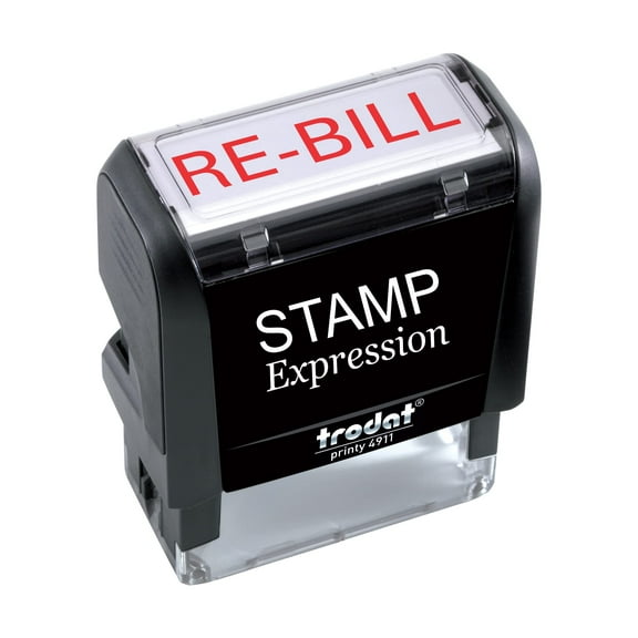 StampExpression - RE-Bill Office Self Inking Rubber Stamp - Red Ink (W-5371)
