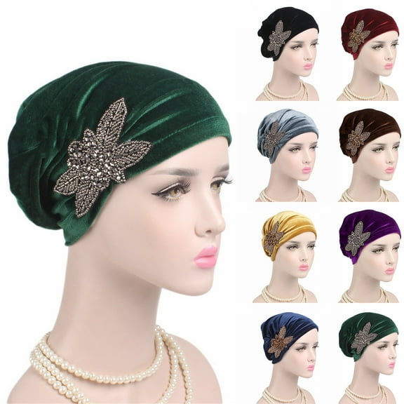 Women's Soft Headwrap with Embellished Detail Comfortable Stretch Turban Style Headwear