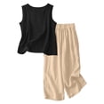 thumbnail image 4 of XXWXYD Girls Linen Pants Set Two Piece Summer Casual Beach Vacation Outfits Sleeveless Tank Top Wide Leg Business Clothes Toddler Girl Vacation Outfits, 4 of 5