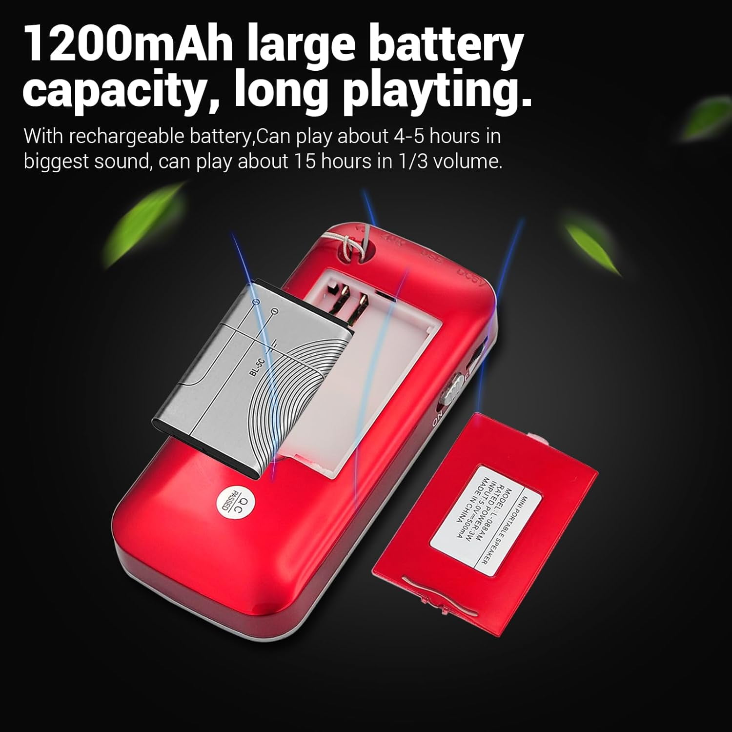 Portable AM/FM Radio with MP3 Player Support, USB/TF Card Playback, Rechargeable Battery, Excellent Reception & Sound Quality, Compact Design with Flashlight for Outdoor Use