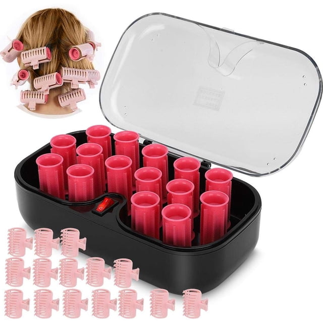 Rodillos eléctricos con calefacción, rizador de pelo eléctrico de 15 piezas, varillas para permanente de 30 mm con pinzas para el cabello pinzas para el cabello rulos herramienta peinar el cabello(1#)