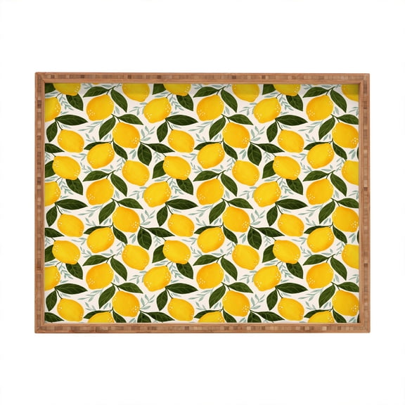 Society6 Avenie Mediterranean Summer Lemons I XL Rectangle Bamboo Tray