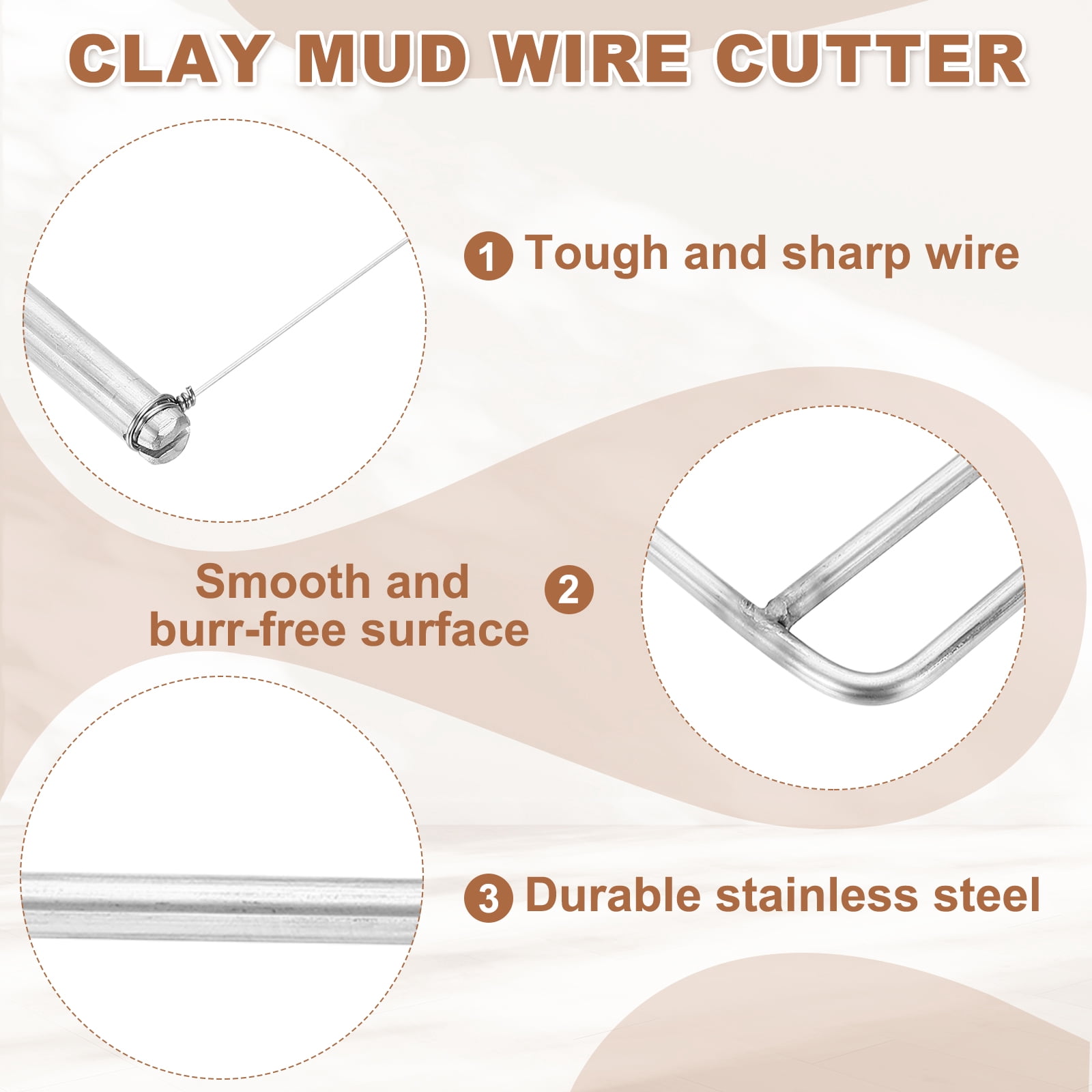Uxcell 2pcs Clay Mud Cutting Wire 5.63" Wire Clay Cutter Pottery Slicer Cutting Tools Stainless Steel Clay Sculpting Tools for Pottery Ceramic Sculpting Trimming