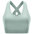 thumbnail image 4 of Bxsruta Sports Bra for Women Padded Medium Support Criss Cross Strappy Bras Seamless High Impact Yoga Exercise Athletic Bras Green S, 4 of 5