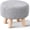 Grey, variant on Pouf Ottoman, 100% Cotton Knitted Boho Footstool, Round Footrest with Non-Skid Wood Legs, Home Décor Handmade Pouffe, Leisure Floor Step Stool for Living Room (Pink)