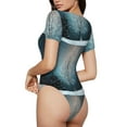 thumbnail image 3 of Daiia Winter Rabbit print Women's Crew Neck Short Sleeve Bodysuit Fashion Tops Fit Casual Basic Extender Bodysuit-Large, 3 of 9