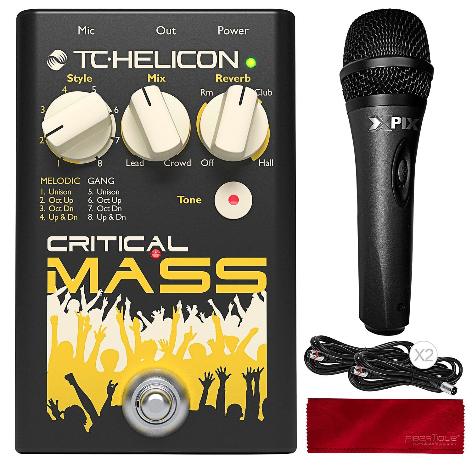 TC Helicon Critical Mass Pedal Vocal Effect Processor with Xpix Studio Condenser Microphone Bundle 