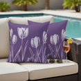 thumbnail image 4 of Purple Flower Outdoor Waterproof Pillow Covers, Country Garden Floral Aesthetics Plant Decorative Square Throw Pillowcase Sofa Cushion Sham for Patio/Couch/Chair, 16"x16" 2 Pack, 4 of 8