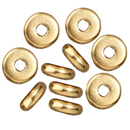 - Bright 22K Gold Plated Lead-Free Pewter Disk Heishi Spacer Beads 5mm (20)
