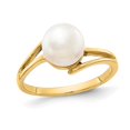 thumbnail image 1 of 14K Yellow Gold 7.5mm Freshwater Cultured White Pearl Ring, 1 of 5