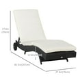 thumbnail image 3 of Outsunny Chaise Longue en Osier avec Coussin et Roues pour Patio - Ensemble de 1, Crème, 3 of 10