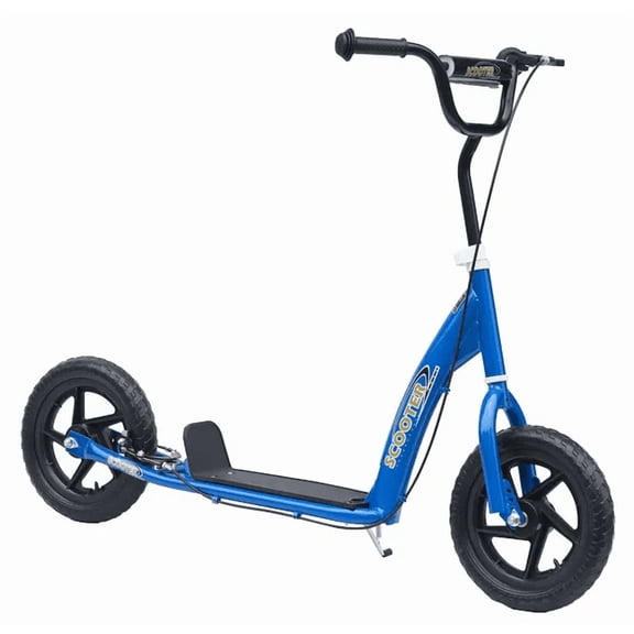 HOMCOM Adjustable Height Kick Scooter for Kids 5-12  Non-Slip Footplate  Big Wheels  Rear Brake  Blue