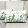 thumbnail image 5 of Spring Eucalyptus Leaves Throw Pillow Covers 12X20 in Set of 2 Sage Green Leaf Butterfly Lumbar Pillow Cases Summer Floral Rectangle Pillow Cover Farmhouse Decor for Sofa Couch Bed Living Room, 5 of 6