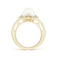 thumbnail image 2 of Angara Freshwater Cultured Pearl and Diamond Ring with Floral Halo in 14K Yellow Gold for Women | June Birthstone Jewelry for Her, 2 of 5