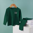 thumbnail image 2 of Curenmufel Boys Solid Color Long Sleeve Pajama Set, 2-Piece Sleepwear with Hello Print, Sizes 12M-10Y (Dark Green,3-4 Years), 2 of 4