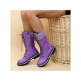 thumbnail image 4 of Woobling Ladies Comfort Mid-Calf Boot Riding Slip Resistant Round Toe Boots Purple 4.5, 4 of 6