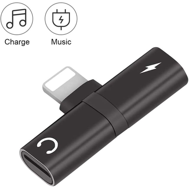 Headphone Adapter For Iphone 8, Music Headphone Adapter For Iphone 8/8 Plus / X / 7/7 Plus / Xs / Xs Max / Xr Headphone Adapter 3 In 1 With Charge, Call And Music Function (Black)