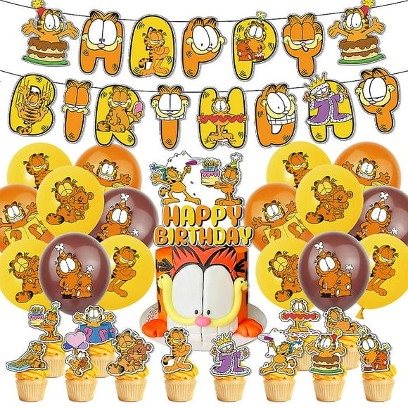 Gifts Birthday Decorations Party Supplies Kits Garfield Fat Cat Theme Set Balloons Banner Cake Topper