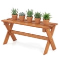 thumbnail image 5 of 36" Teak Oil Hardwood Backless Garden Bench, 660 LBS Load Capacity 2-Person Outdoor Bench, 5 of 10