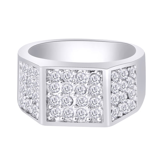 AFFY 1/2 Carat White Natural Diamond Iced Out Hip Hop Band Ring In 14k Solid White Gold (0.5 Cttw) Ring Size-10