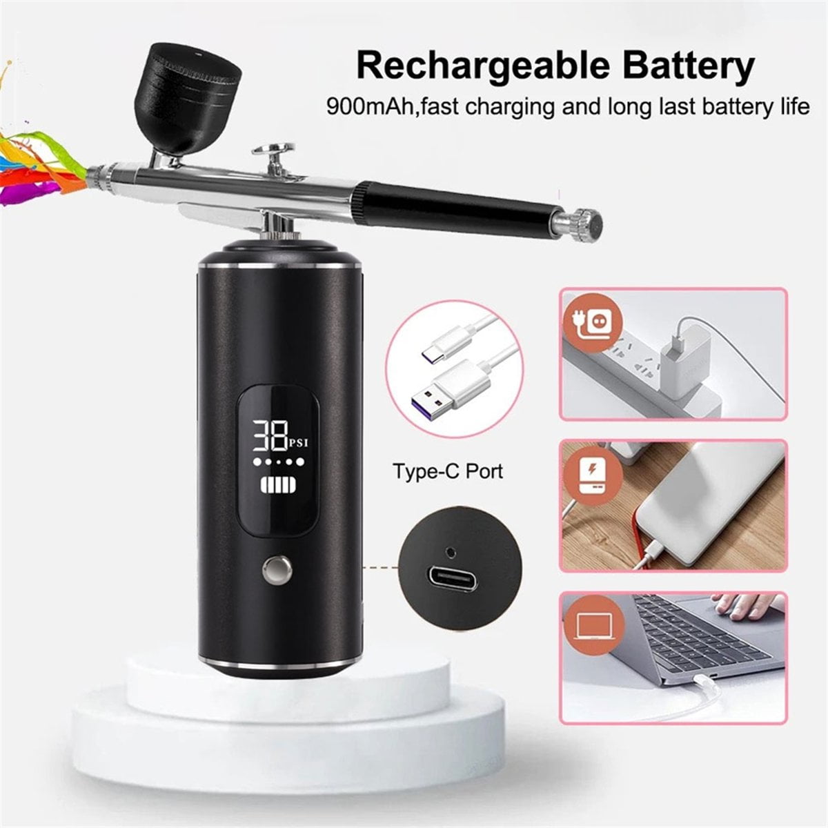 Digital Air Brush with Compressor Portable Air Brush Crafts Air Brush Art Painting Compressor Airbrush Pen Airbr Pink