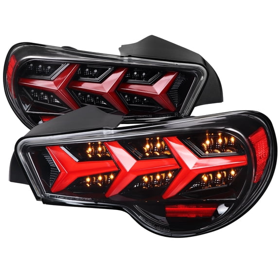 SUBARU BRZ LAMBO STYLE SEQUENTIAL LED TAIL LIGHT WITH GLOSSY BLACK HOUSING AND CLEAR LENS Made for and Compatible with 12-16 SCION FRS