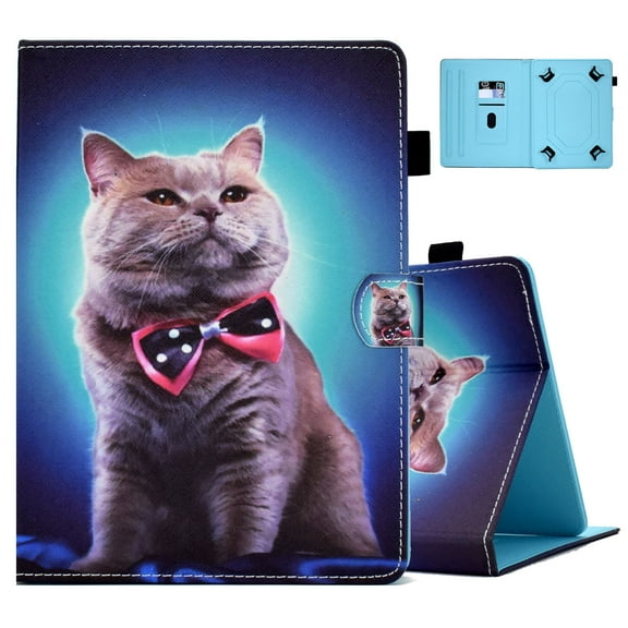 For Onn Pro 8.0" / iPad mini/ Samsung Galaxy Tab 8.0 8.4/ Rca 8.0/ Fire HD 8 10th Gen and More 8.0" Android Tablet, Allytech PU Leather Universal Case for All 7.5 - 8.5 inch Tablet- Cat
