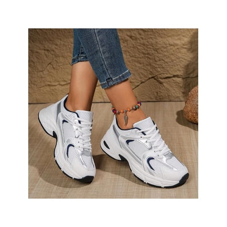 American Retro Running Shoes Contrast Color Design Mesh Upper Breathable Thick Sole Cushioning For Campus Street & Daily Wear (Casual Shoes 2026)