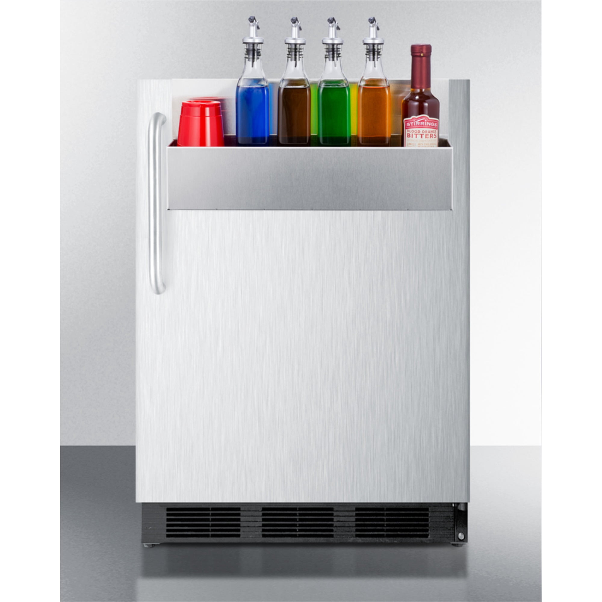 Outdoor commercial built-in all-refrigerator in stainless steel with speed rail