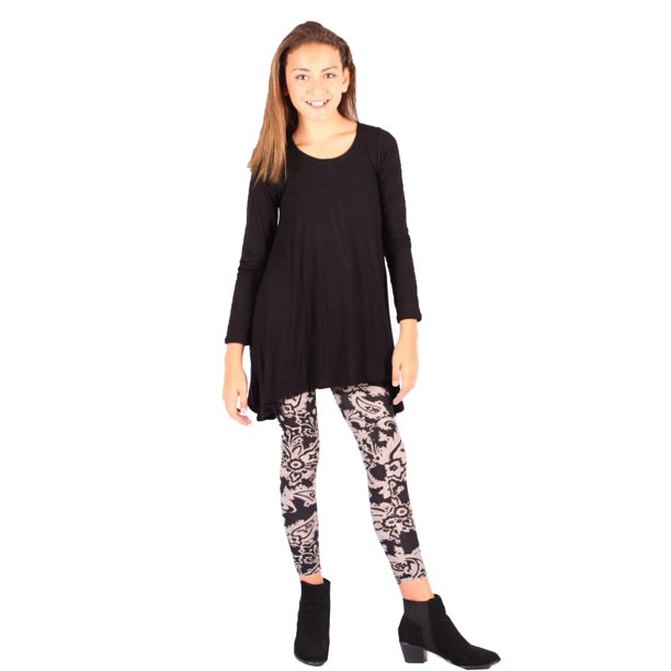 Lori Jane Lori Jane Girls Black White Tan Black Tunic Dress Leggings Set Walmart Com Walmart Com