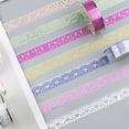 thumbnail image 4 of KAKOWELY 8 rollos de cinta autoadhesiva con estampado de encaje, con brillantina y colores brillantes para envolver regalos (estilo mixto), 4 of 5