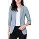 thumbnail image 2 of Chaquetas de traje de rayas Mujer diaria Primavera Verano Regular Fit Casual Manga Larga Color sólido,blazer moda（Azul， M), 2 of 4