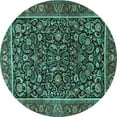 thumbnail image 1 of Ahgly Company Machine Washable Indoor Round Persian Turquoise Blue Traditional Area Rugs, 5' Round, 1 of 4