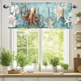 thumbnail image 2 of Ocean Octopus Valances for Windows, 54 x 18in, Undersea Starfish Seashell Coral Vintage Rod Pocket Kitchen Valance Curtain Light Filtering Window Treatments for Living Room Bedroom, 1 Panel, 2 of 7