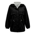 thumbnail image 6 of YDFCWXW Women's Zip-up Jacket Snap Fleece Lined Anorak Windbreaker Drawstring Waist Utility Coats Black, M, 6 of 6