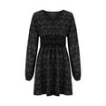 thumbnail image 5 of HAPIMO Women's Fashion Floral Boho Graphic Long Sleeve High Waist Spring Workout Holiday V Neck Fall Dress Above Knee A Line Dress Elegant Casual Summer Black L, 5 of 6