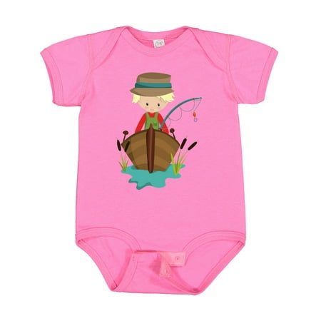 

Inktastic Fishing Boy Fisherman Fishing Rod Blond Hair Gift Baby Boy Bodysuit
