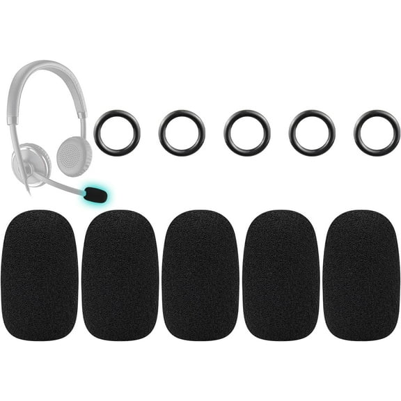 SOULWIT 5Pcs Protective Microphone Foam Cover Pop Filter for Plantronics Audio/Blackwire/E-ncorepro/Rig/Voyager Series Headphones, Mic Cover WindScreen for Poly CS540/CS520/HW510/HW520 Headset