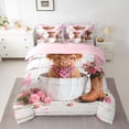 thumbnail image 3 of Homewish 3D Highland Cattle Twin Bedding Sets 7-Piece, Pink Flower Floral Bedding Comforter Set, Western Cowgirl Boot Reversible Sheet Sets, Lightweight Room Decor, 3 of 8